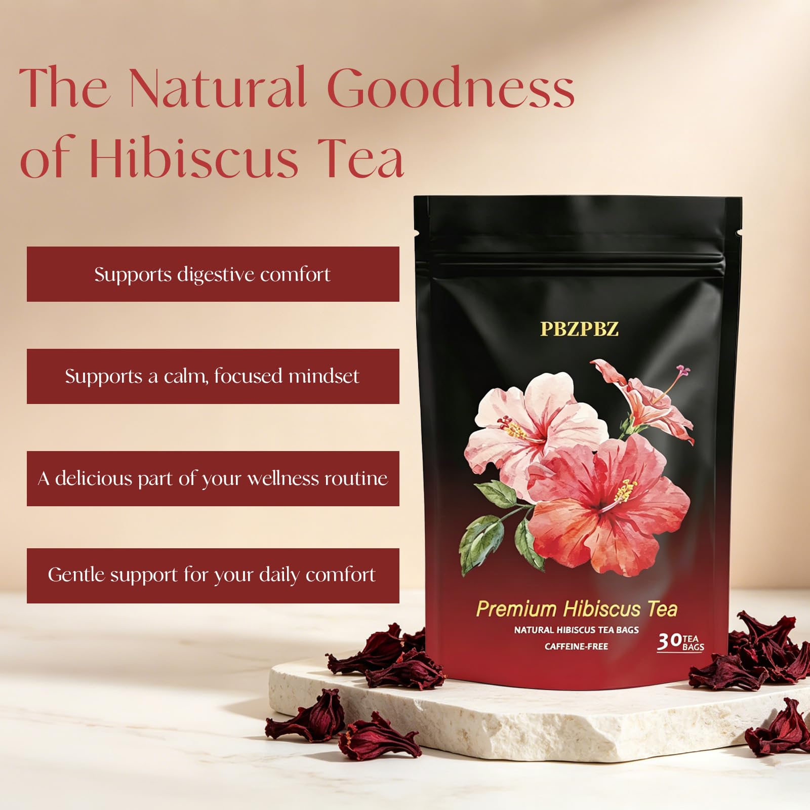 PBZPBZ bolsita individual abierta revelando pétalos frescos y aroma preservado