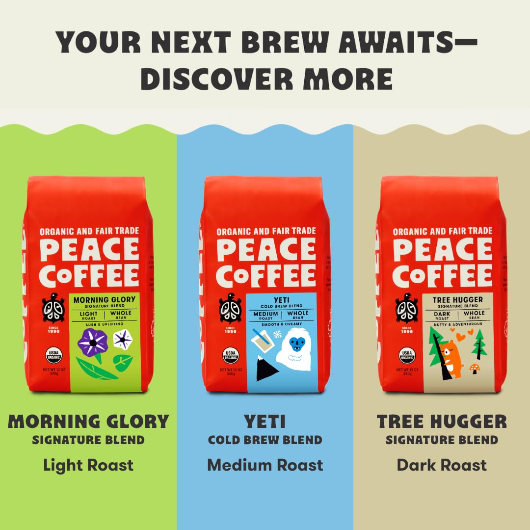 Peace Coffee caja abierta con 72 cápsulas lista para uso doméstico
