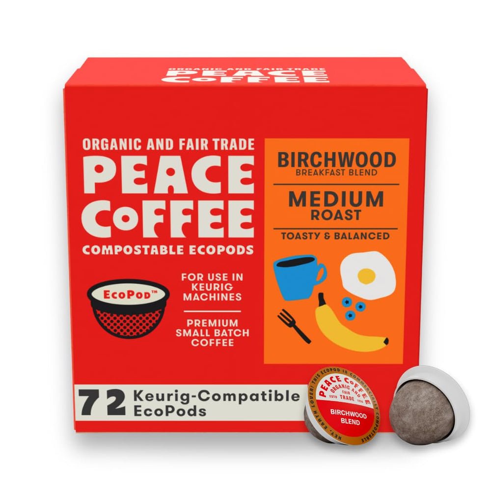 Peace Coffee envase frontal mostrando marca y variedad Birchwood