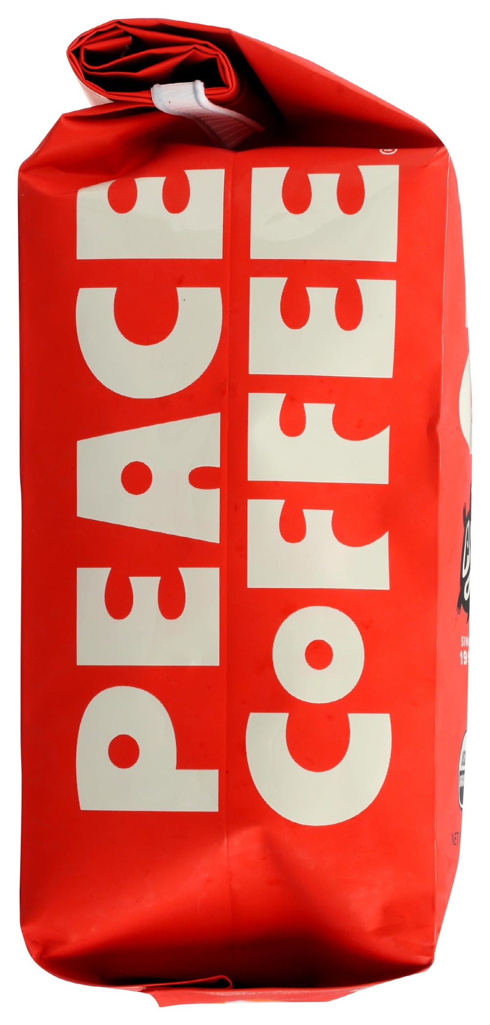 Peace Coffee etiqueta con sellos USDA Organic y Fair Trade visibles