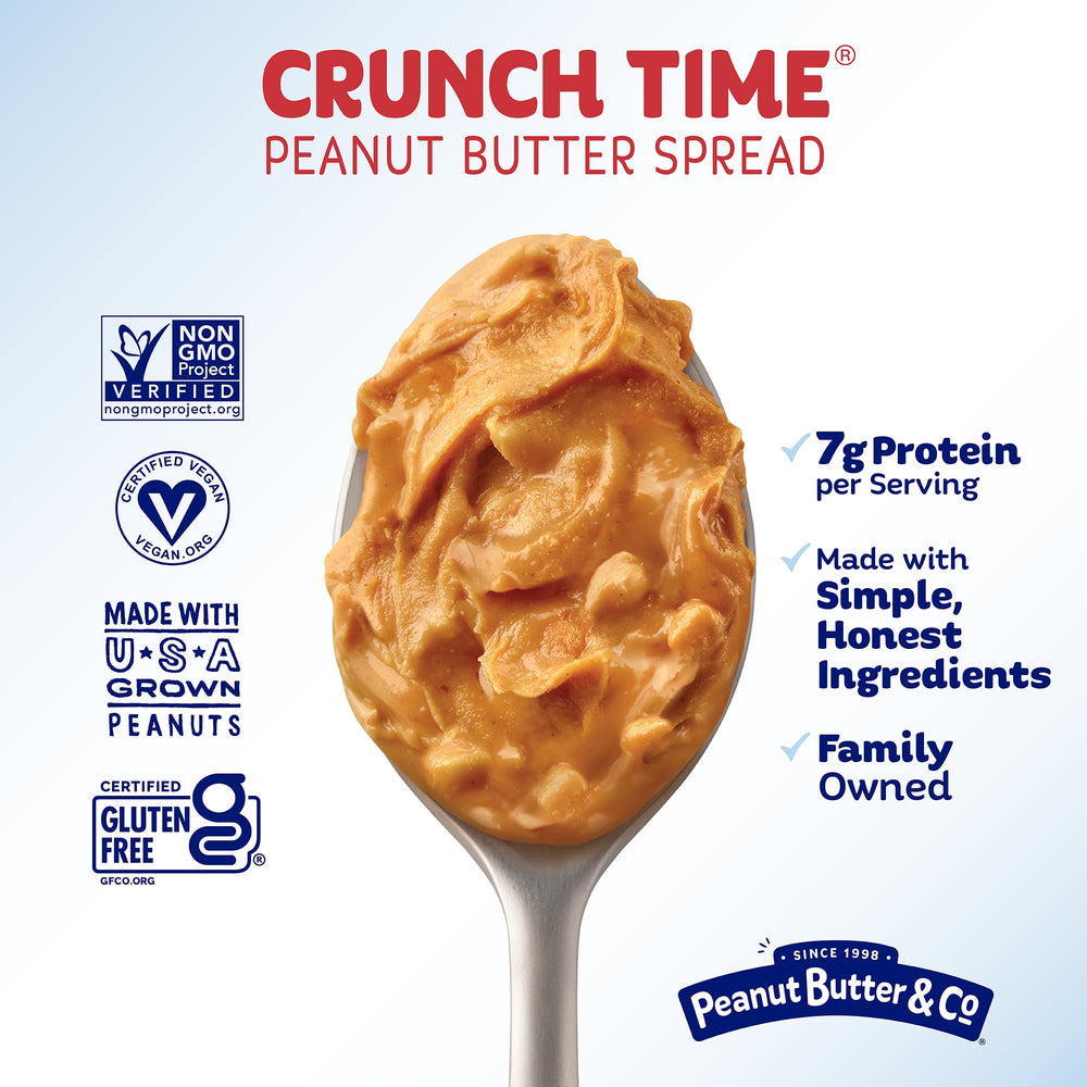 Peanut Butter & Co. frasco abierto con cuchara listo para usar rápidamente