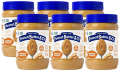 Peanut Butter & Co. frente del paquete de seis frascos mostrando presentación