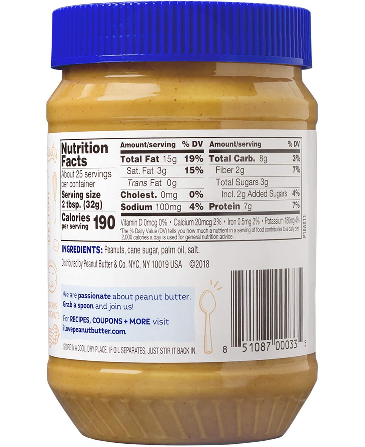Peanut Butter & Co. textura cremosa cerca del cierre que facilita untar