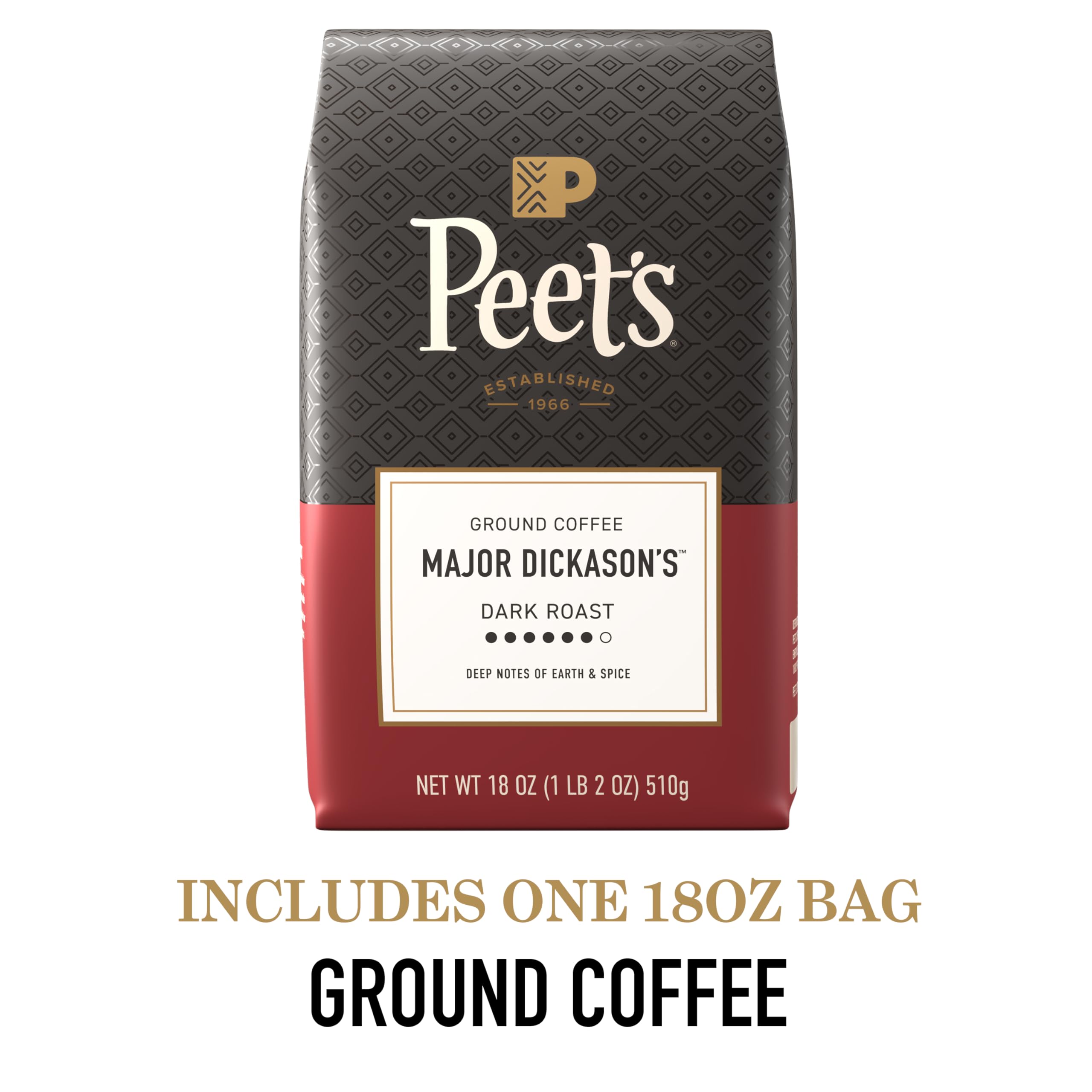 Peet's Coffee taza servida con Major Dickason's mostrando cuerpo y aroma prometido