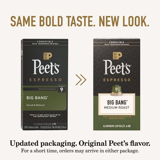Peet's Coffee cápsula insertada en máquina Original mostrando extracción