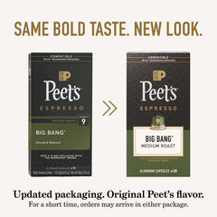Peet's Coffee cápsula insertada en máquina Original mostrando extracción