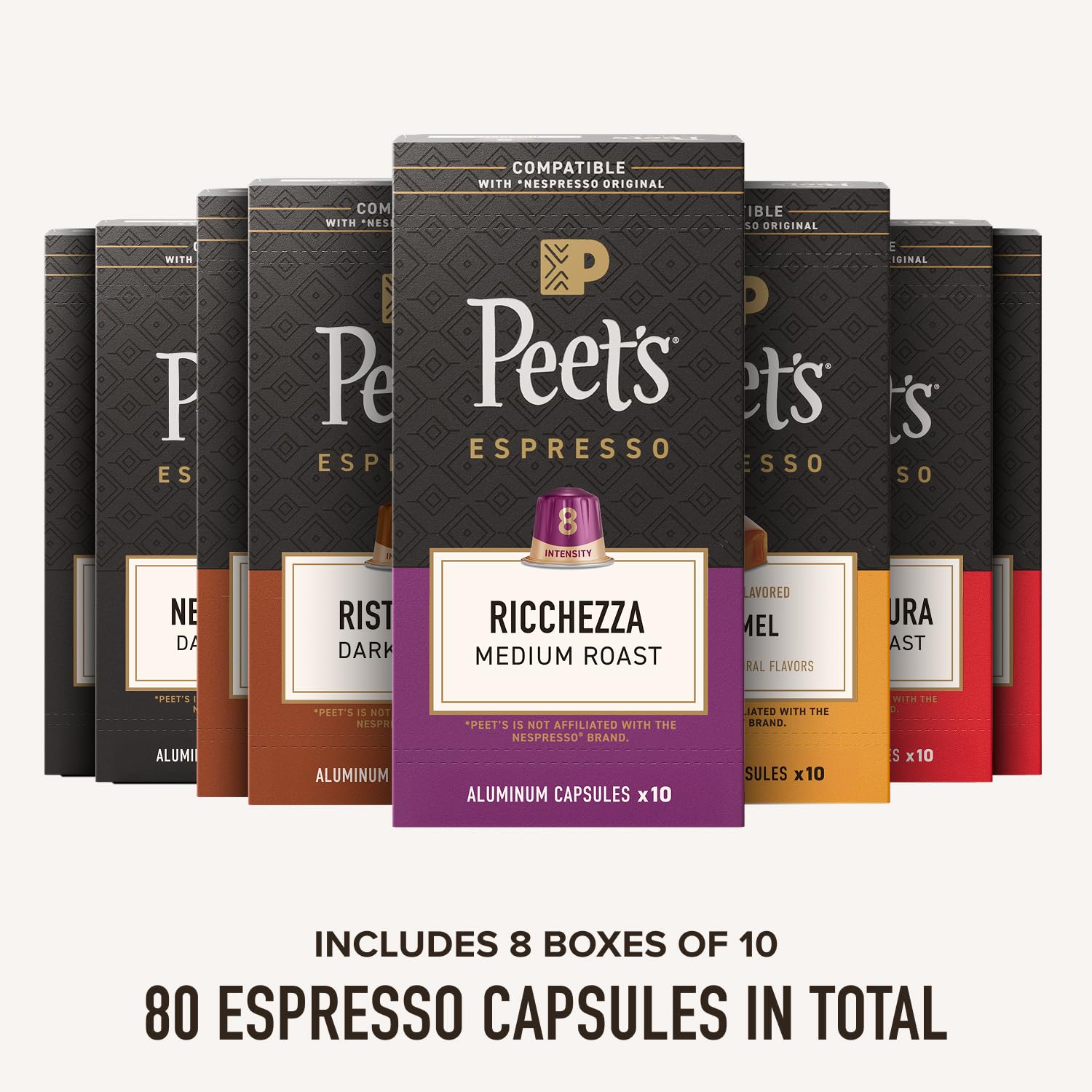 Peet's espresso servido con crema densa y aspecto sedoso