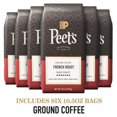 Peet's Coffee textura del molido marrón oscuro resaltando intensidad