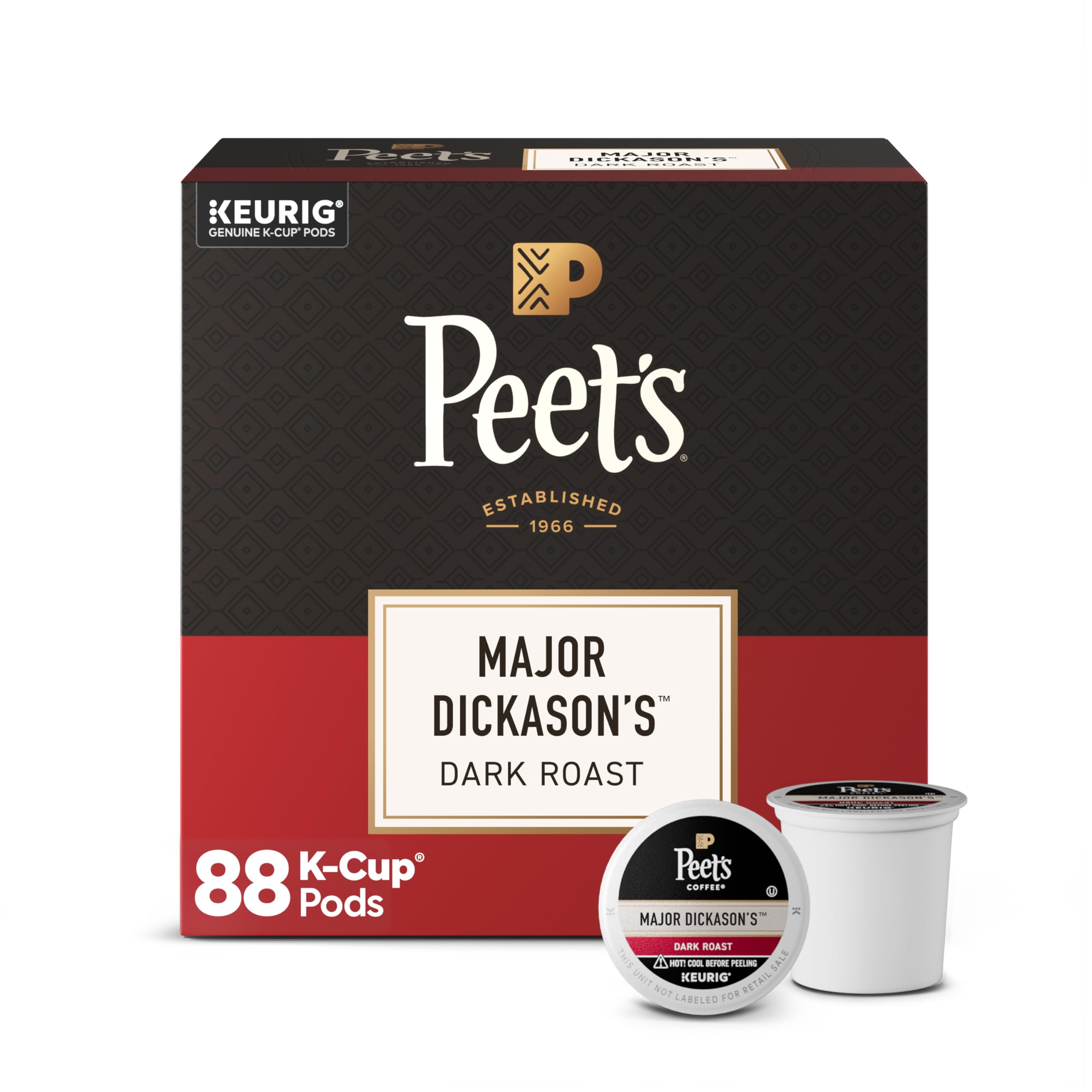 Peet's frontal caja Major Dickason's mostrando diseño y conveniencia