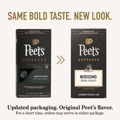 Peet's crema densa sobre espresso que muestra textura y cuerpo
