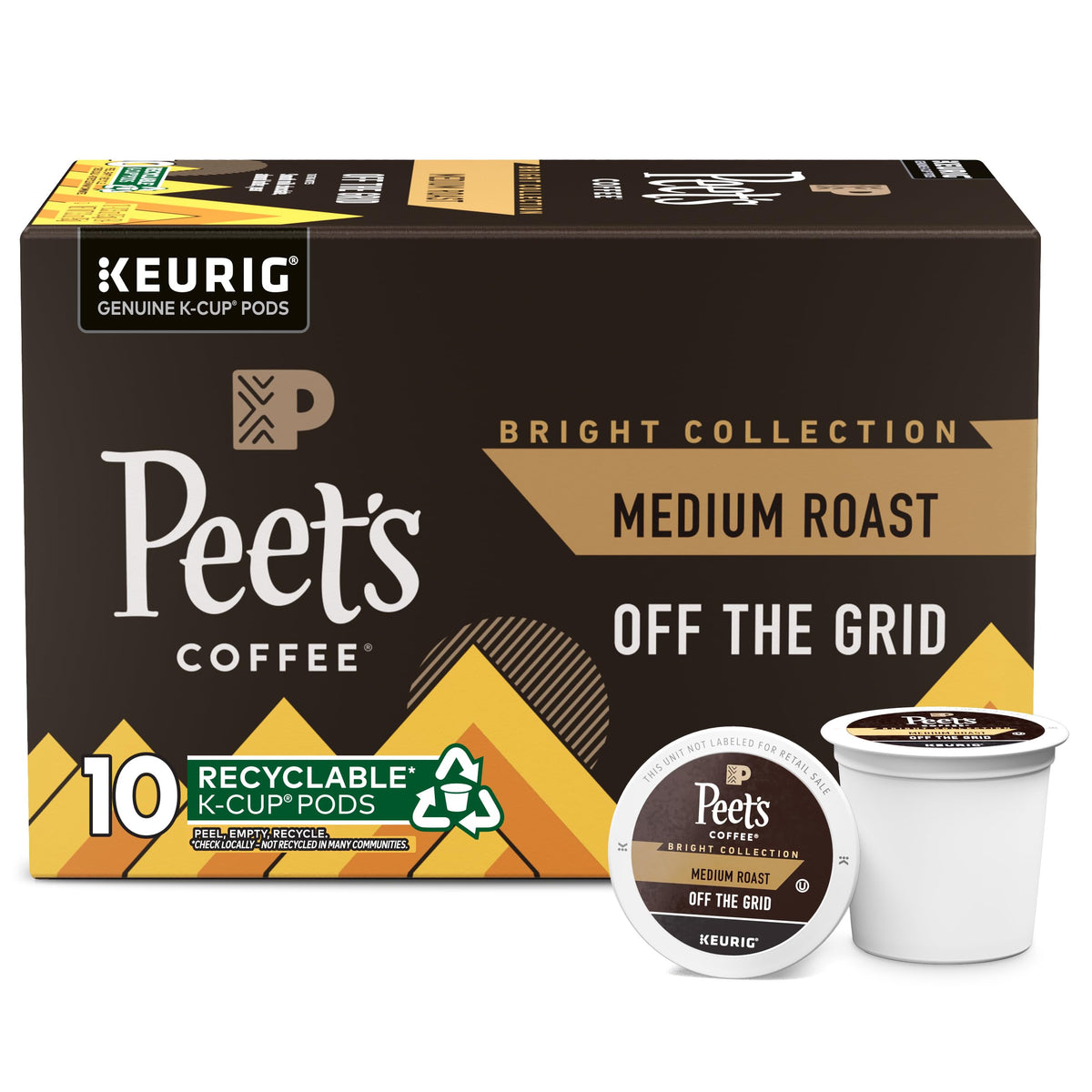 Peet's frontal del empaque mostrando el nombre y beneficios del café
