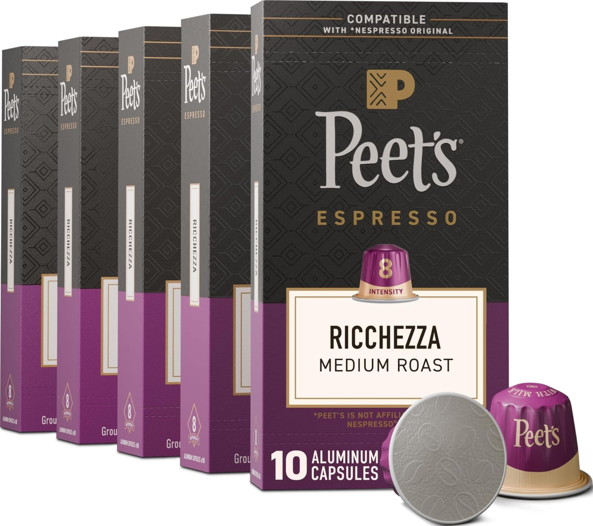 Peet's Ricchezza frontal mostrando el paquete y su atractivo visual