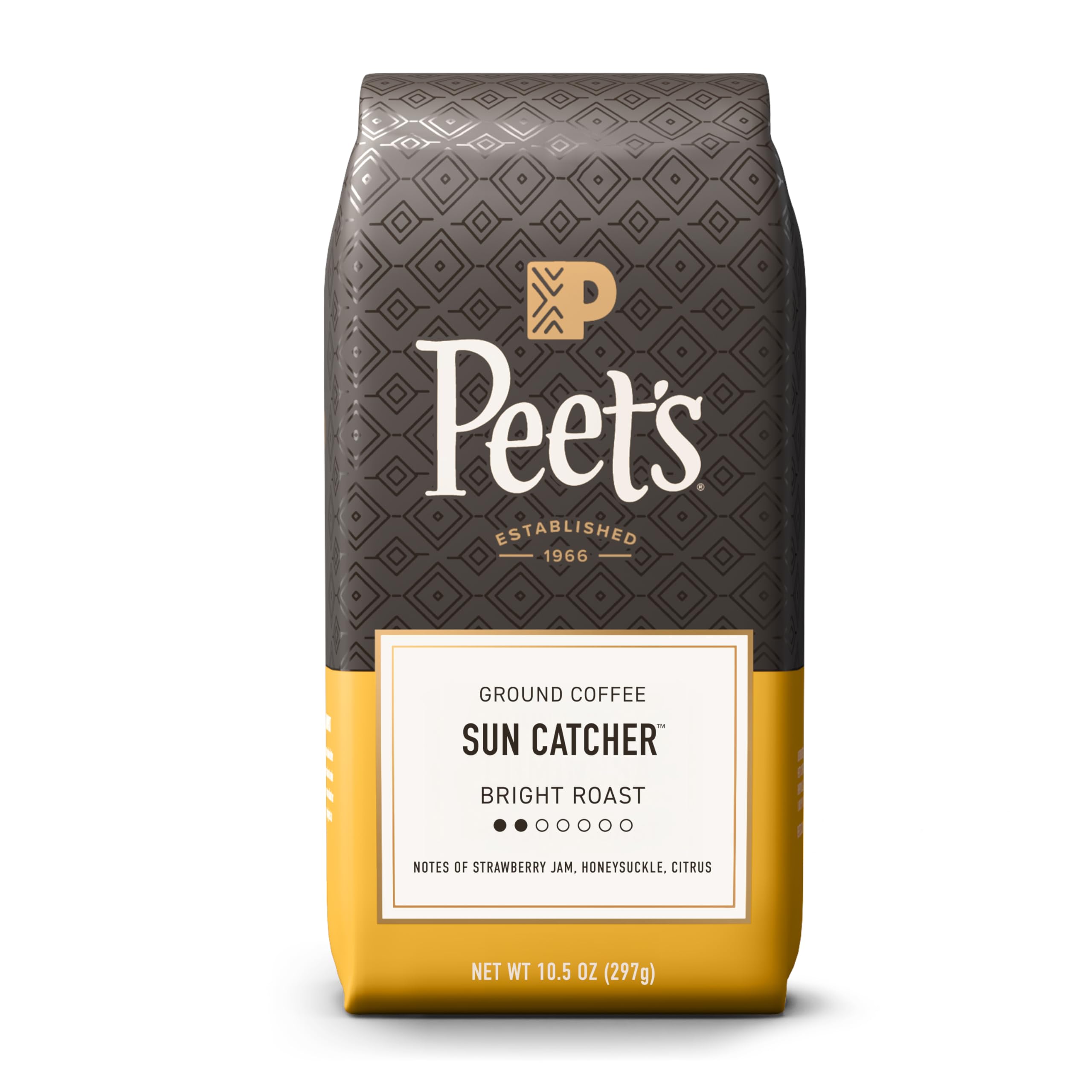 Peet's paquete frontal mostrando diseño y beneficio práctico