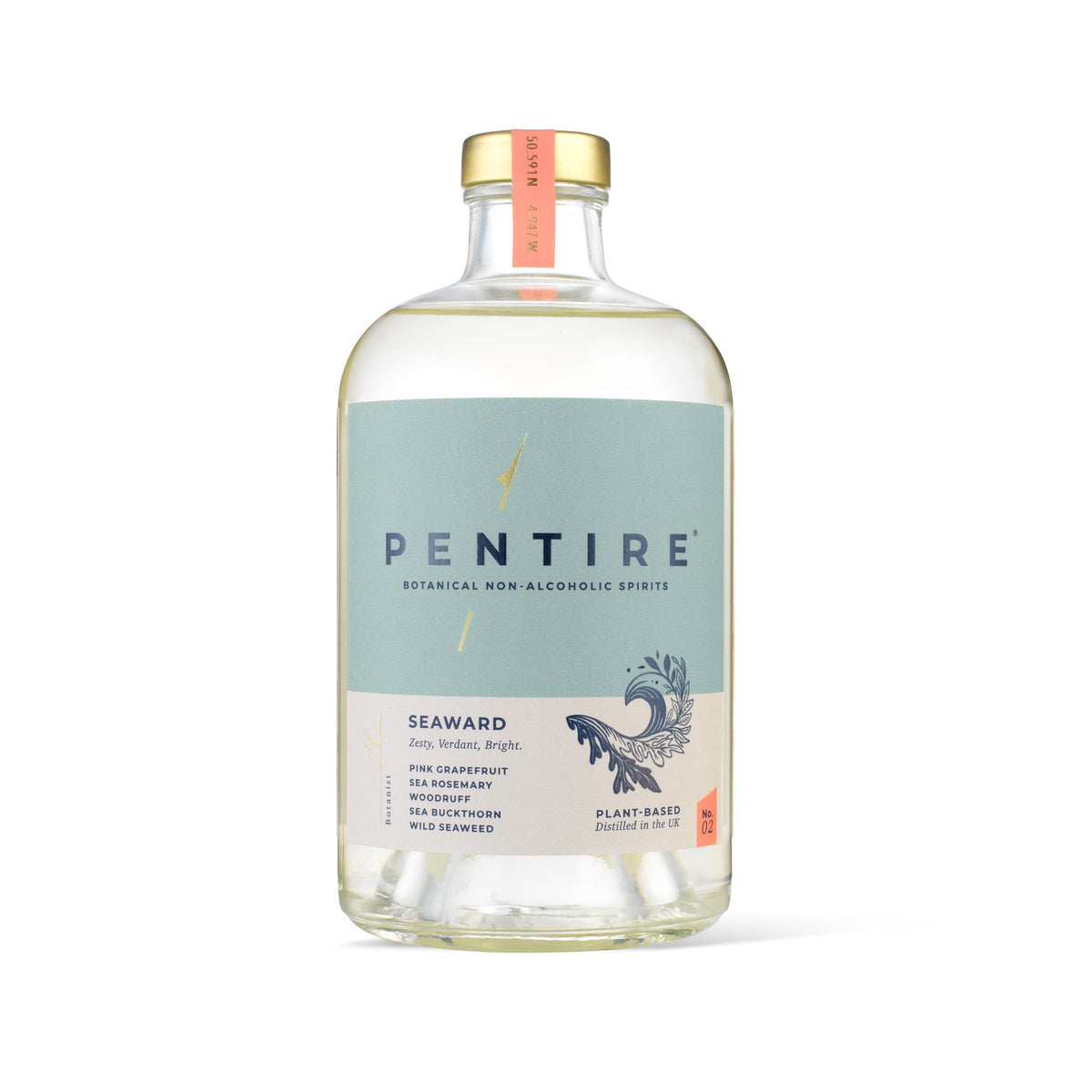 Pentire Seaward botella frontal mostrando diseño y elegancia para servir sin alcohol