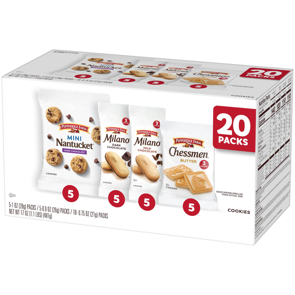 Pepperidge Farm escena de uso con snack packs en una mochila, listo para salir