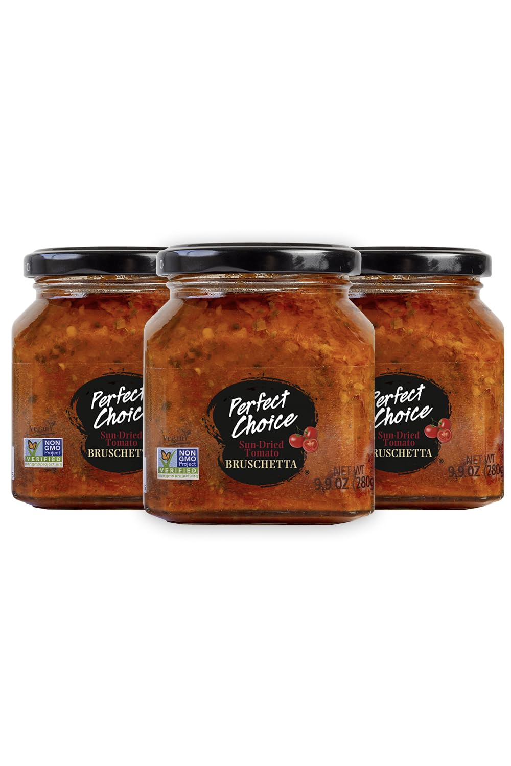Perfect Choice frascos frontales mostrando pack de tres y conveniencia