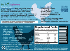 Perfect Supplements textura del polvo de caldo, aspecto fino y soluble