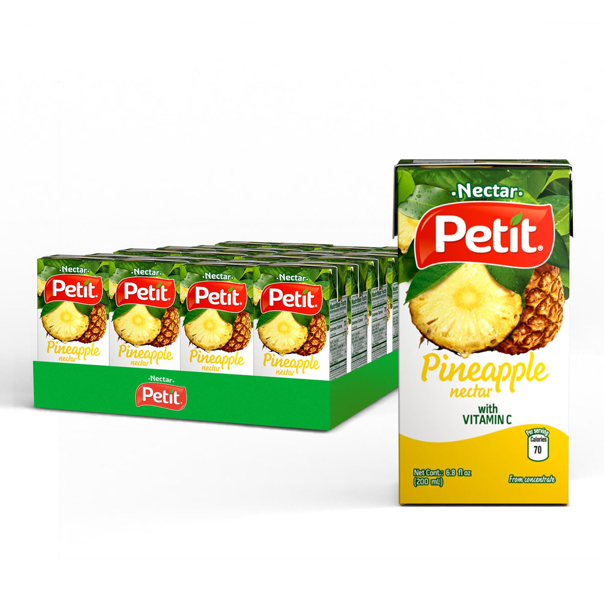 Petit néctar de piña envase frontal mostrando diseño y volumen