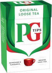 PG Tips comparación de tamaño con frasco, ayuda a visualizar cantidad de 250 g