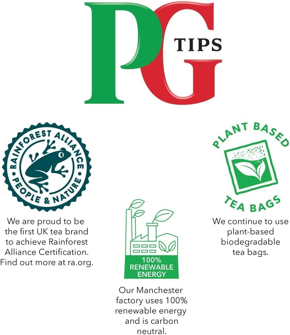PG Tips comparación de tamaño en mano para referencia de dimensiones