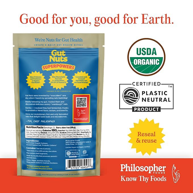 Philosopher Foods anacardos en picnic, snack fermentado ideal para llevar