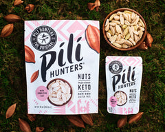 Pili Hunters cuenco lleno de pili nuts listo para consumir como snack saludable