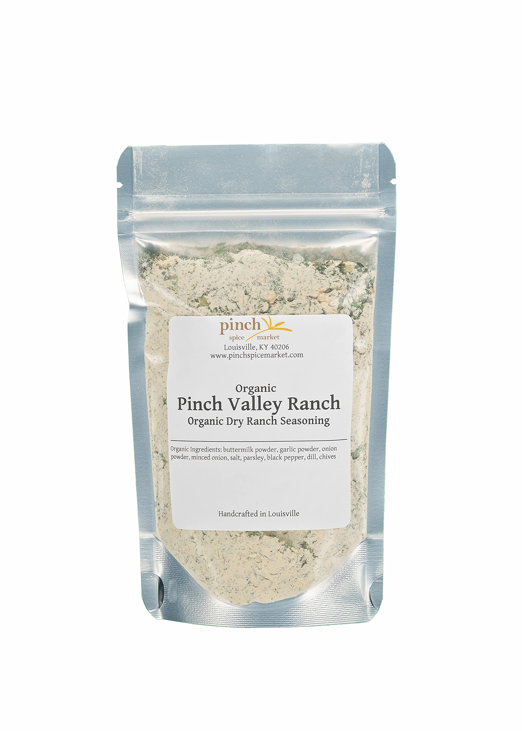 Pinch Spice Market frente del paquete con mezcla Ranch orgánica, muestra sabor auténtico