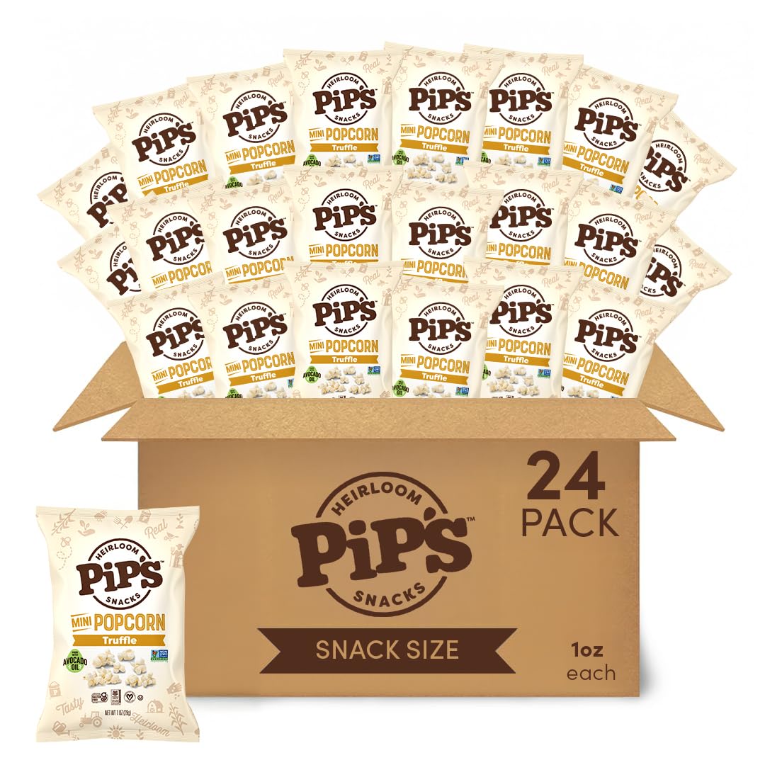 Pipcorn frente del empaque mostrando pack de 24 y diseño atractivo para traslado