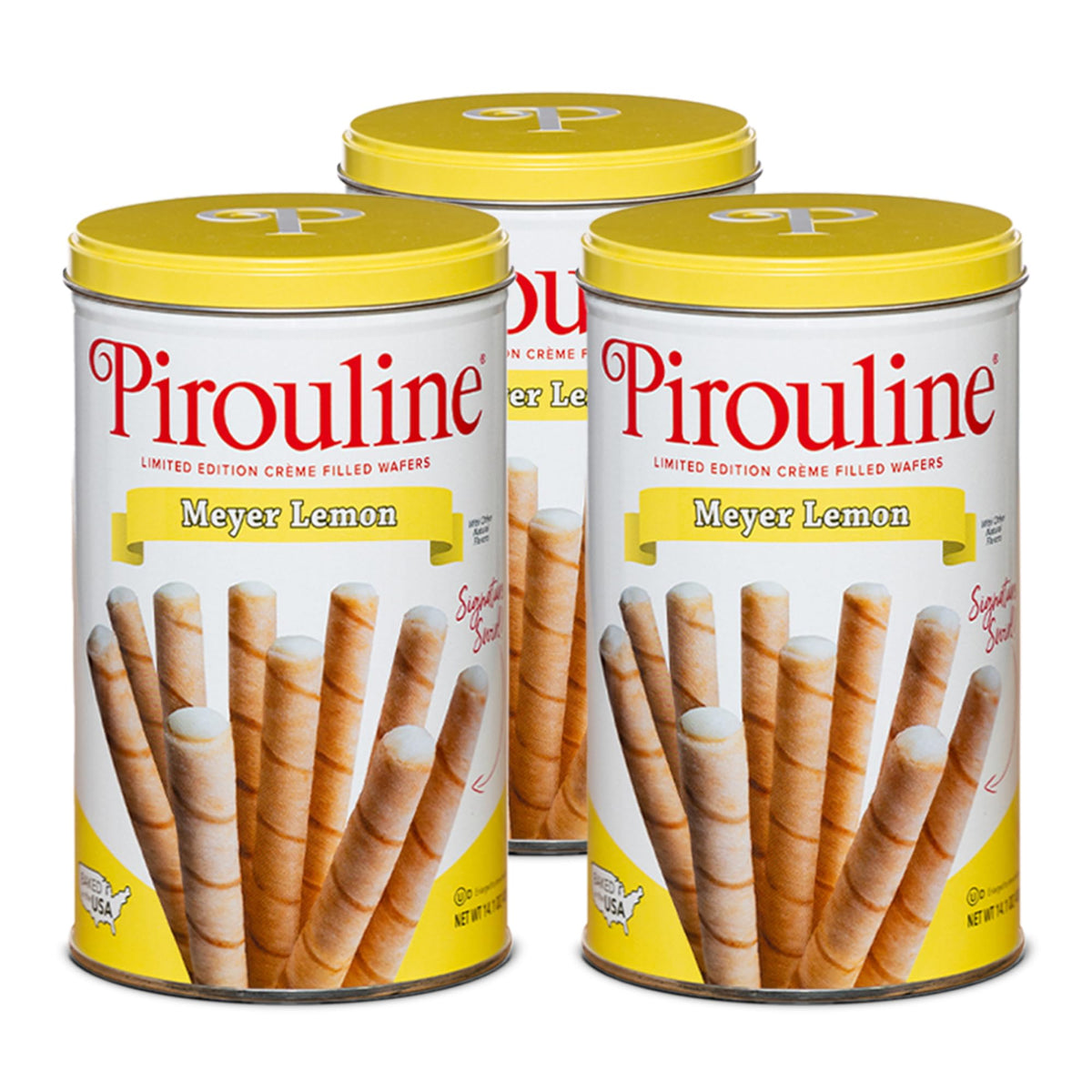 Pirouline lata frontal mostrando diseño y frescura
