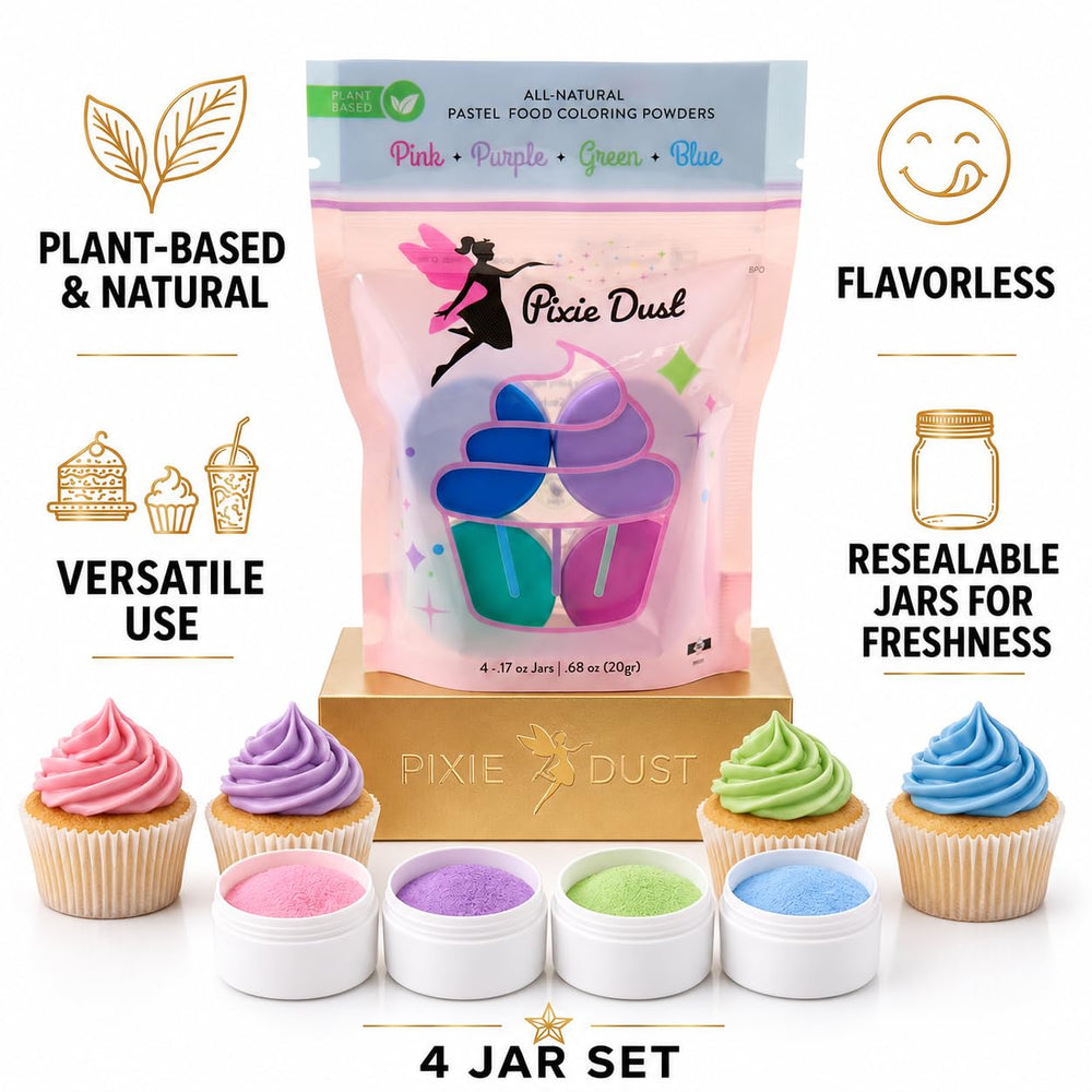 Pixie Dust primer plano de polvo rosa vegetal, fácil de disolver y sin sabor