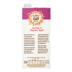 Planet Oat envase 32 fl oz junto a una mano para comparar tamaño y porciones