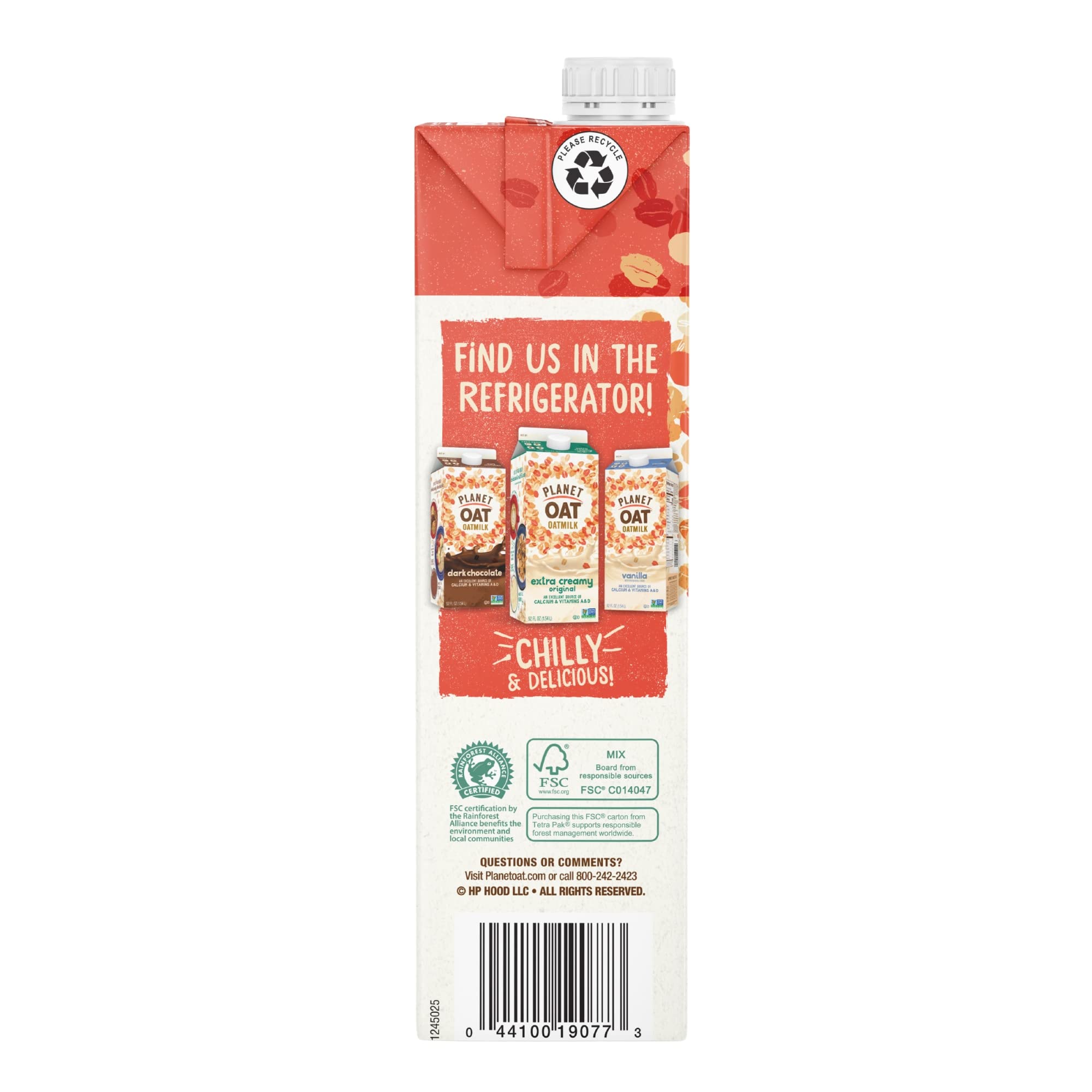 Planet Oat etiqueta nutricional resaltando fuente de calcio