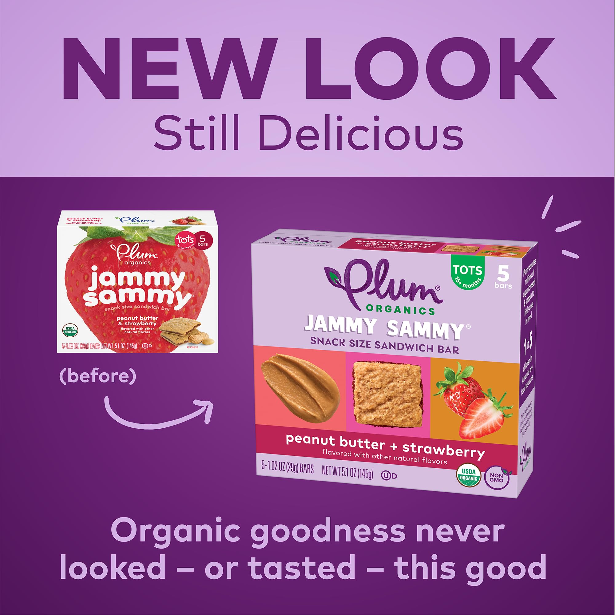 Plum Organics caja multipack de 30 unidades, almacenamiento práctico