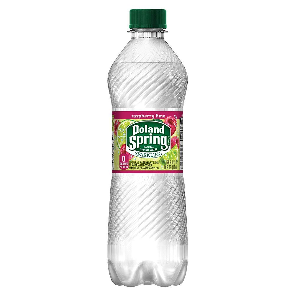 Poland Spring etiqueta cerca con información clara sobre ingredientes