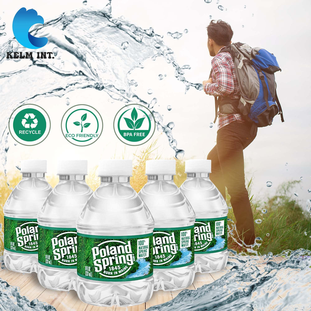 Kelm Int. Poland Spring botellas en mesa de fiesta para servir invitados
