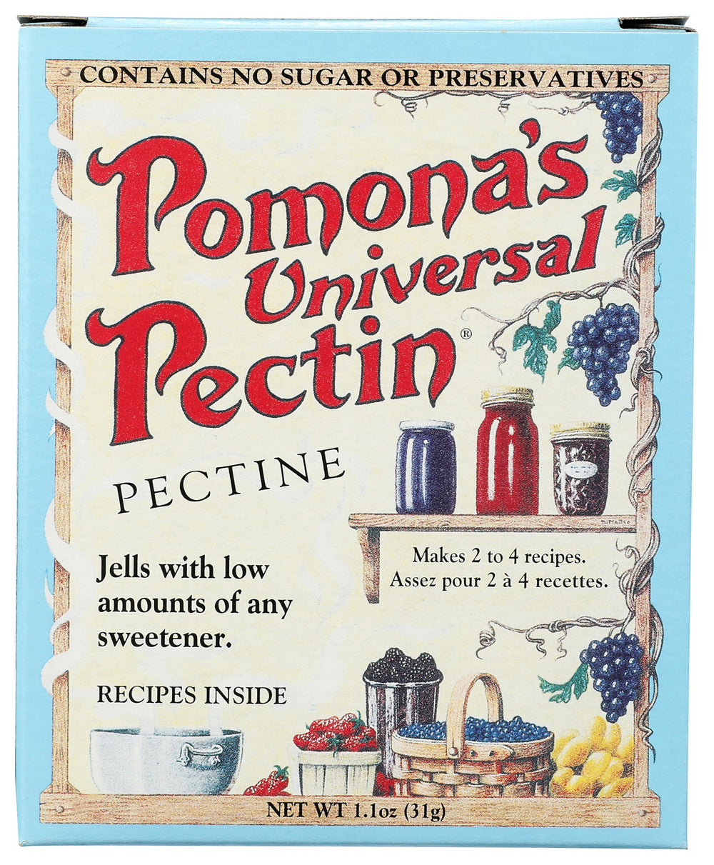 Pomona's Pectin frente del envase mostrando etiquetas y ventaja sin azúcares