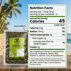 Pono Hawaiian Foods textura de furikake en primer plano con semillas y algas