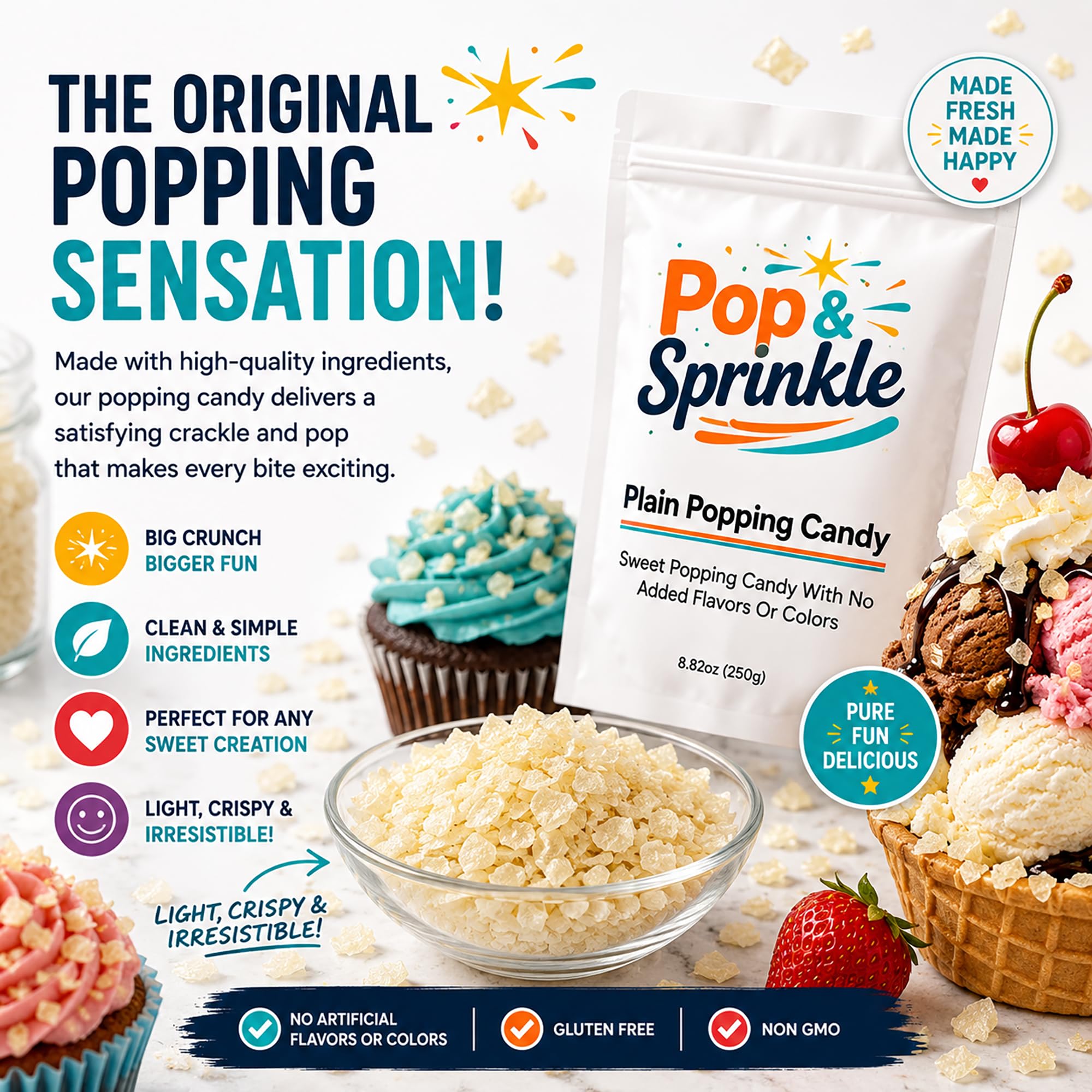 Pop & Sprinkle en mesa de fiesta aportando detalle festivo