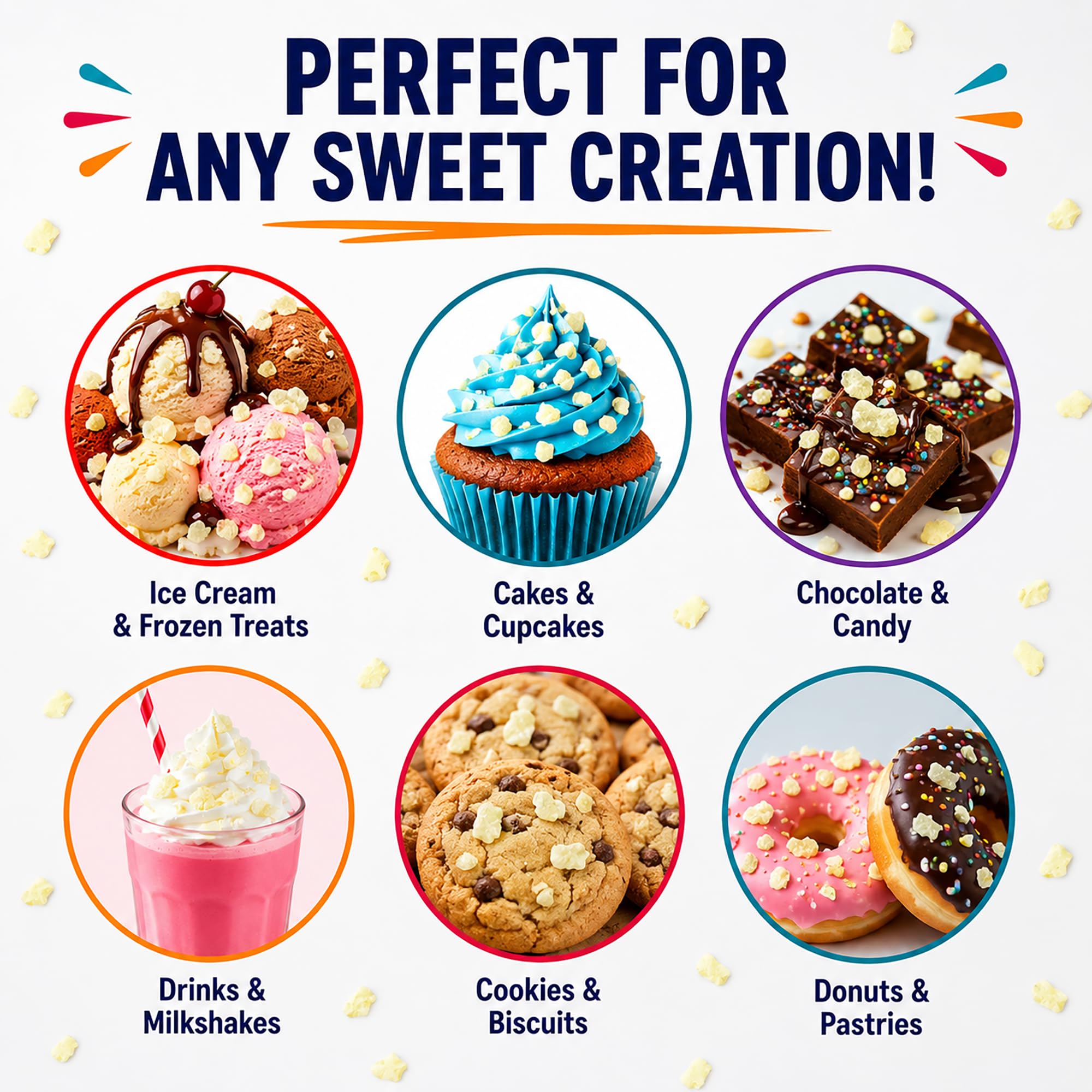 Pop & Sprinkle etiqueta legible con información del producto clara