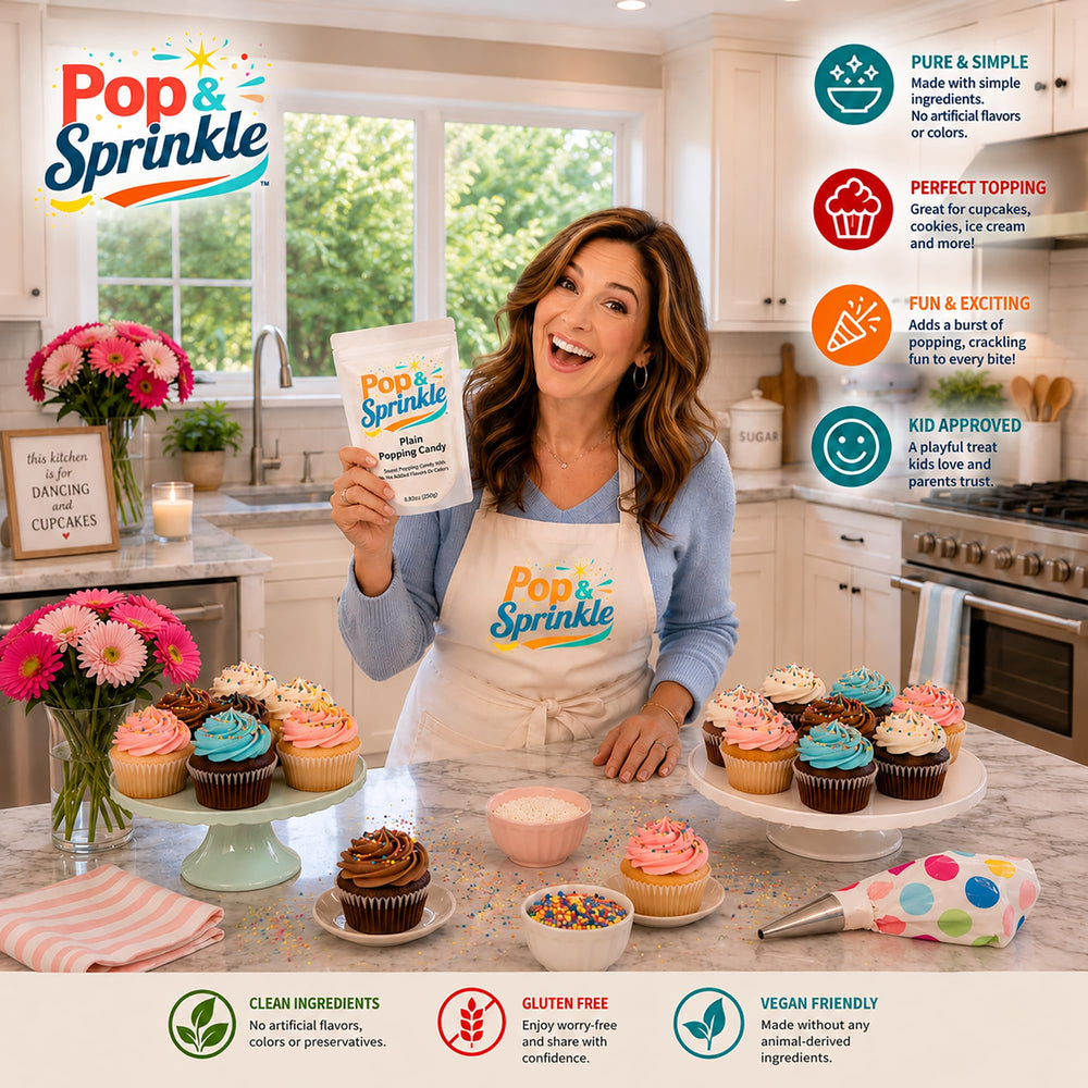 Pop & Sprinkle espolvoreado sobre helado mostrando efecto crujiente