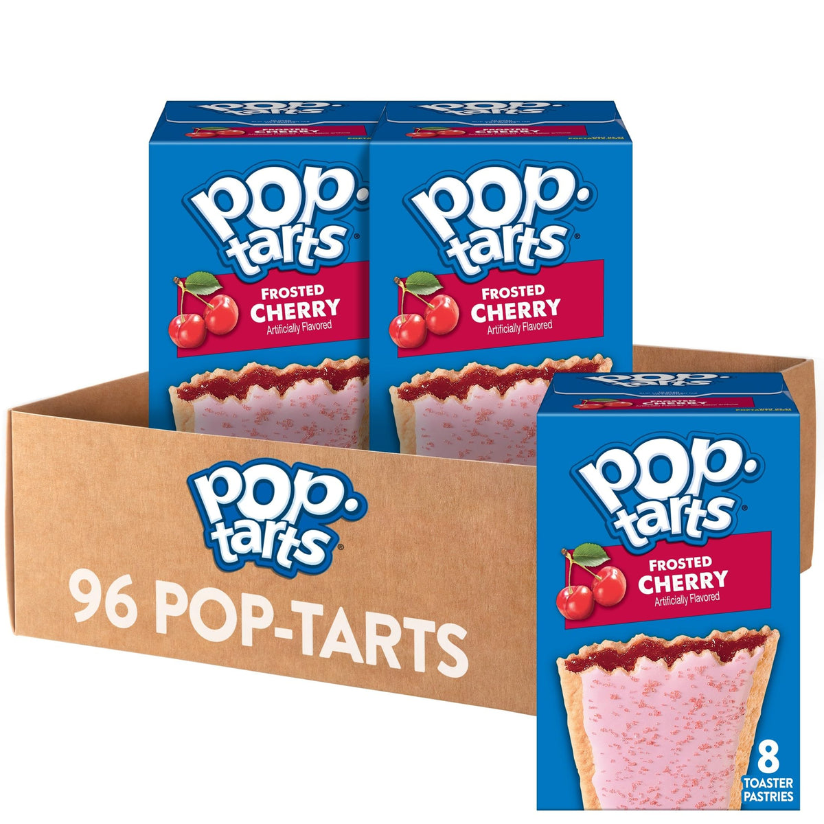 Pop-Tarts vista frontal del empaque mostrando cantidad y diseño
