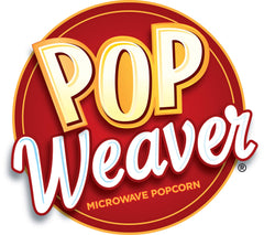 Pop Weaver caja abierta mostrando 22 bolsas, comparación de tamaño para porciones individuales