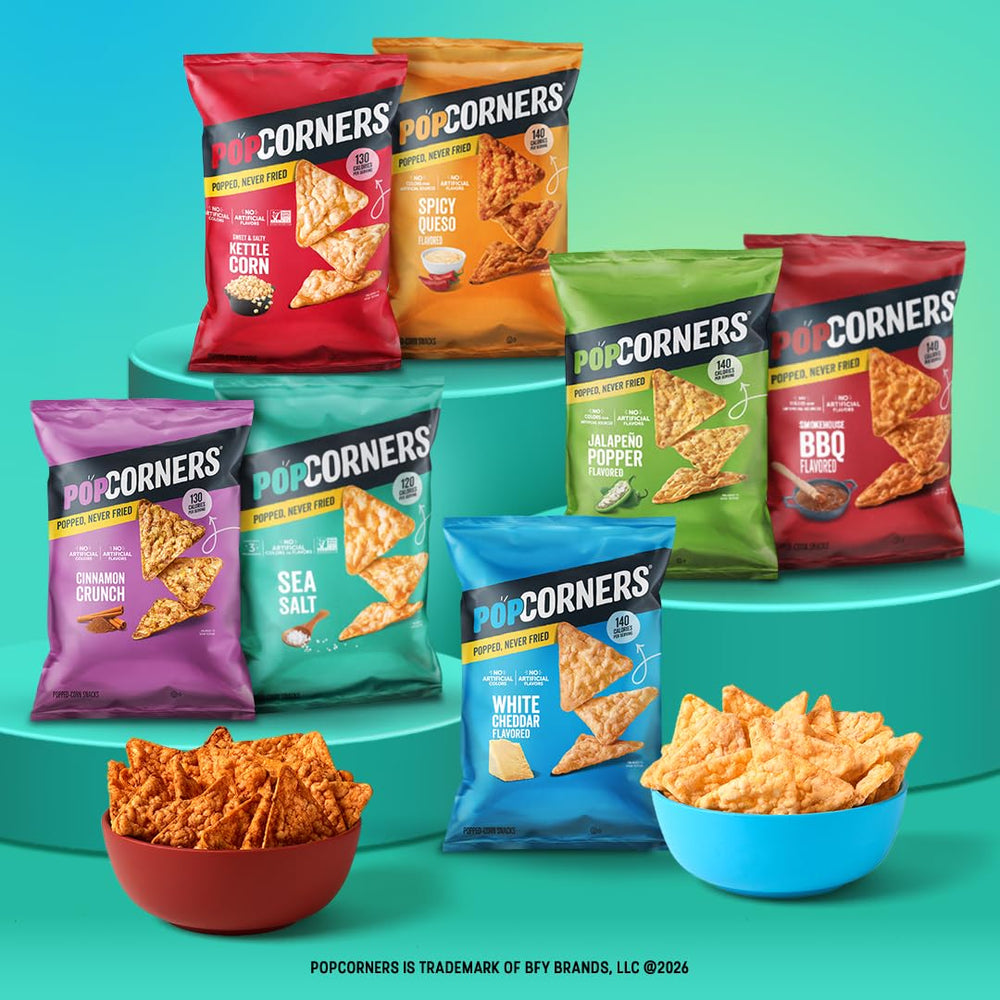 PopCorners etiqueta con certificaciones Non-GMO y Kosher, beneficio: confianza en calidad