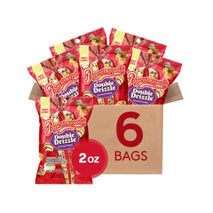 Popcornopolis empaque frontal mostrando doble drizzle y beneficio de snack gourmet