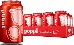 Poppi lata frontal mostrando etiqueta y diseño, refresco de bajo azúcar
