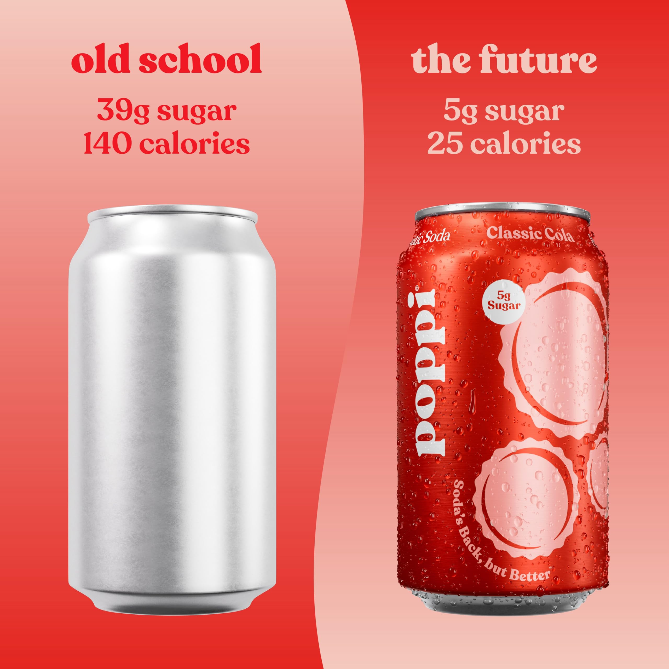 Poppi pack de 12 latas apiladas, ideal para reuniones y almacenamiento