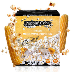 Poppin' Cobs frente del empaque mostrando 10 mazorcas y beneficio de porciones individuales