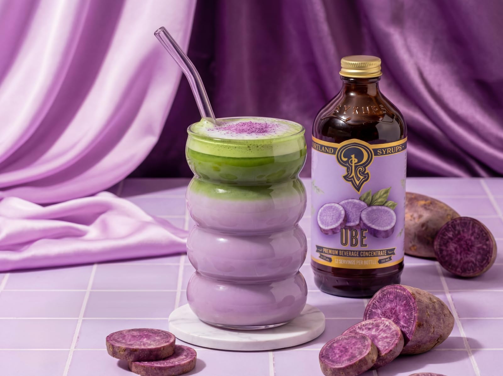 Portland Syrups etiqueta con ingredientes y recomendaciones de uso
