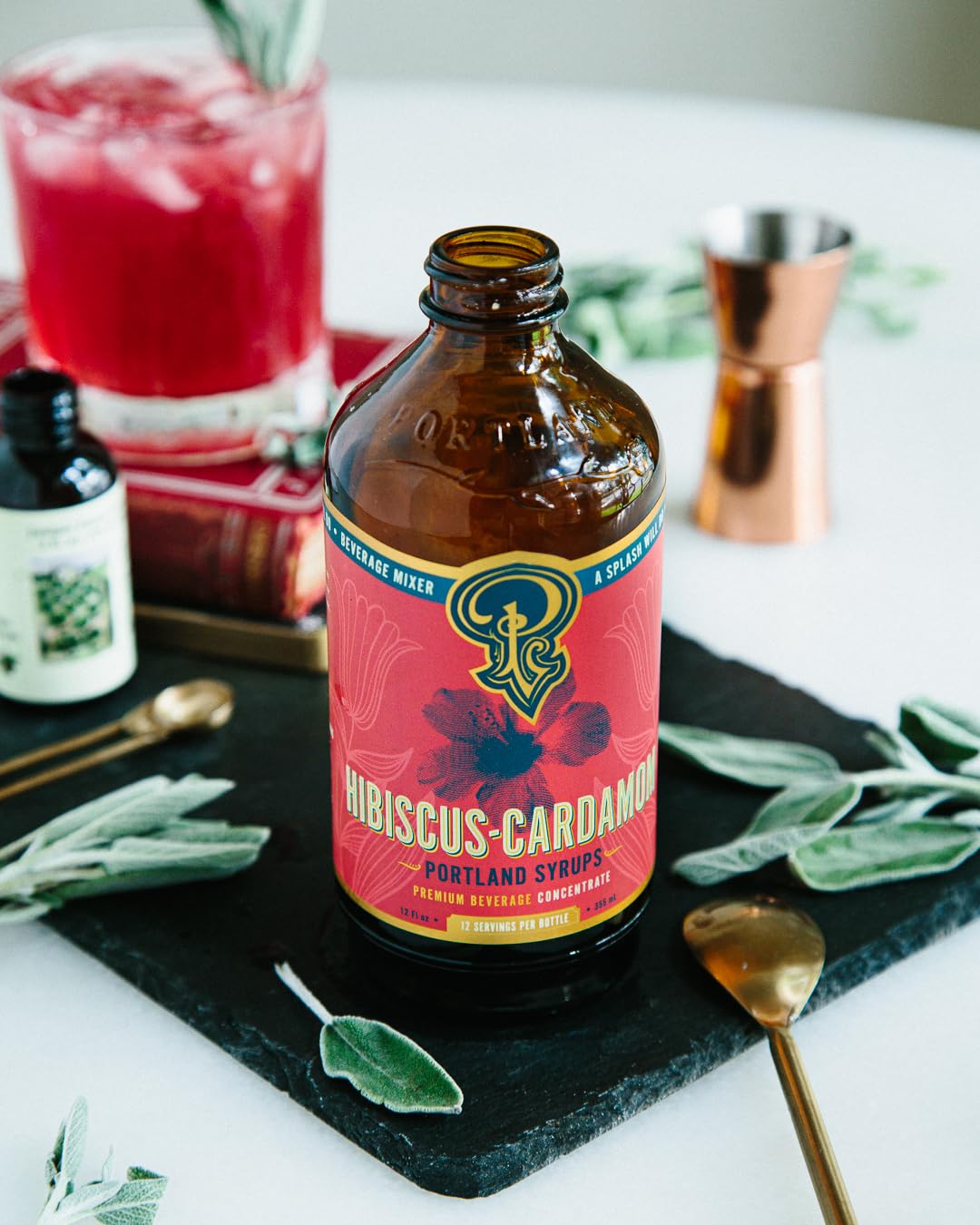 Portland Syrups hibisco y cardamomo enteros usados para sabor auténtico