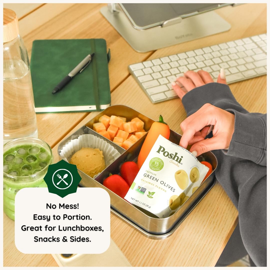 Poshi etiqueta con certificaciones kosher y no-GMO visible para confianza